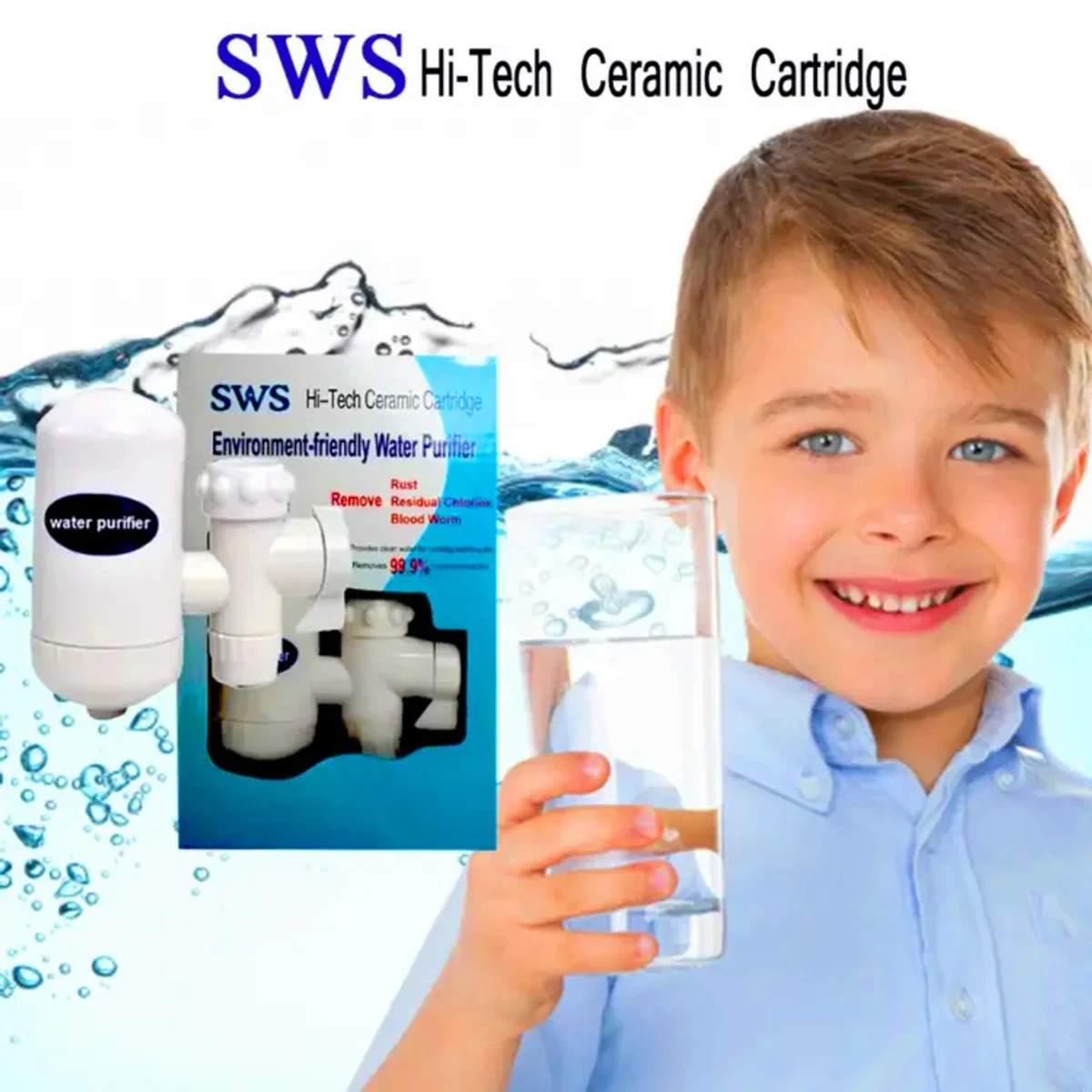 nowSWS Mini Water Purifier PRODUCT DESCRIPTION SWS Mini Water Purifier এর সাহায্যে ইনস্ট্যান্ট যেকোনো পানির ট্যাবের সাথে সহজেই লাগিয়ে  আপনি পরিষ্কার বিশুদ্ধ আয়রন মুক্ত পানি পান করতে পারবেন। এতে আপনার পরিবারের মানুষ এবং আপনি থাকবেন সুস্থ।    এছাড়া গোসল, রান্নাবান্না, কাপড় কাপড় ধোয়া ইত্যাদি কাজে আয়রন যুক্ত পানি নিয়ে আর চিন্তা করতে হবে না। এটি খুবই কার্যকরি একটি ফিলটার। এটি টেপ কল এর সাথে লাগাতে হয়। যেকোনো সাইজের কলের সাথে ফিটিং করা যাবে।   SWS HI-TECH Water Purifier আপনার টেপের পানিকে সকল প্রকার ক্ষতিকর জীবাণু ও ভারী ধাতু মুক্ত করার মাধ্যমে পান করা ও রান্নাসহ সকল প্রকার ব্যবহারের নিশ্চয়তা প্রদান করে। সিরামিক ফিলটার সহজেই খুলে পরিষ্কার করা যায়। স্টাইলিশ ডিজাইন। টেপ ওয়াটার পিউরিফায়ার ১০,০০০ (দশ-হাজার) লিটার পর্যন্ত পানি পরিশোধন করতে পারে। SWS MINI WATER PURIFIER